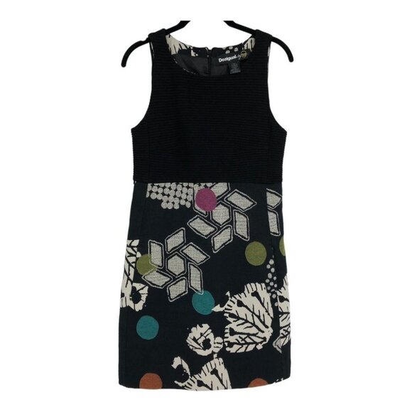 Desigual by C. Lacroix “Sheila” Black Multicolor Sleeveless Sheath Midi Dress ~M - Picture 2 of 16